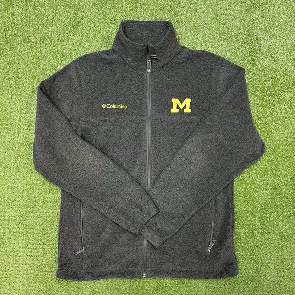 Michigan Wolverines Columbia Fleeece Gray Full Zip Jacket Mens Size Medium - Picture 1 of 8
